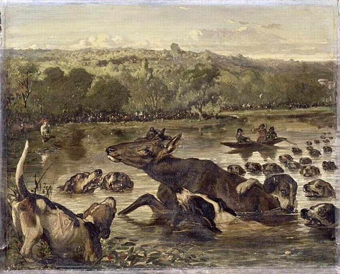 Hallali du cerf aux étangs de Commelle - XIXe siècle - © Joconde - Chantilly - Musée Condé